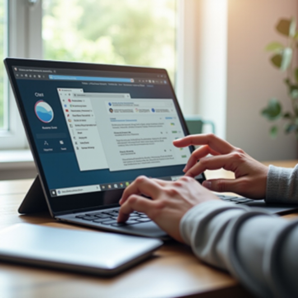 tab chromebook tetap di atas saat menggulir dalam mode tablet